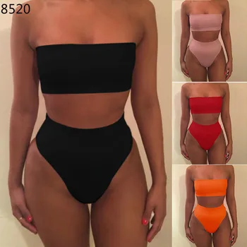 

New Sexy Bikini Set Summer Beach Wear Swimsuit Two Pieces High Waisted Strapless Swimwear Brazilian Women's Biquini Beachwear