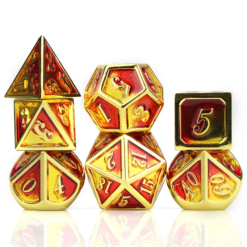 Металлические игральные кости Dnd многогранные d &amp подземелье и дракон золотые