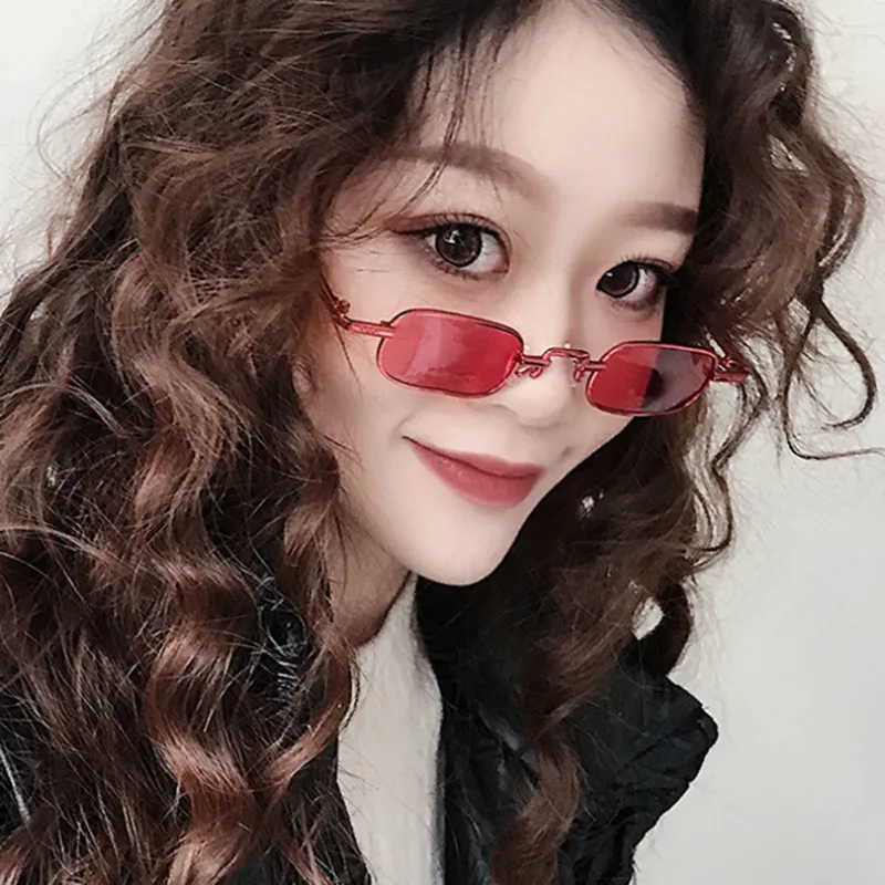 

Vintage Personalized Rectangular Metal Sunglasses Punk Style Sunglasses Small Frame Multicolor Sun Glasses UV400