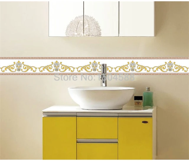 Teemall Wood Grain PVC Wall Border Sticker - 10m X 10cm Self-Adhesive Waterproof Trim For Kitchen, Bathroom, Mirror