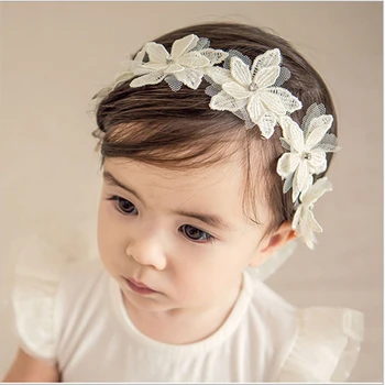 

Newborn Toddler Kid Baby Girl Headband Infant Accessories Floral Lace Headwear Elegant Cute Princess 5 Flowers Hair Band