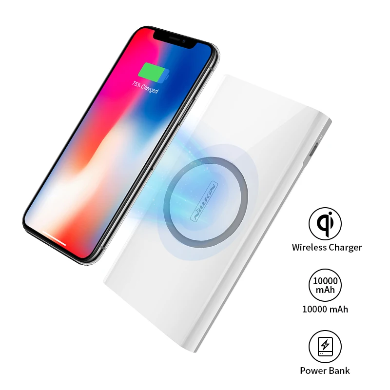 

Power Bank 10000mah Nillkin 2 in 1 Qi Wireless Charger Universal Portable Power bank for iPhone X/8 For Samsung S9 S8 For Mi 9