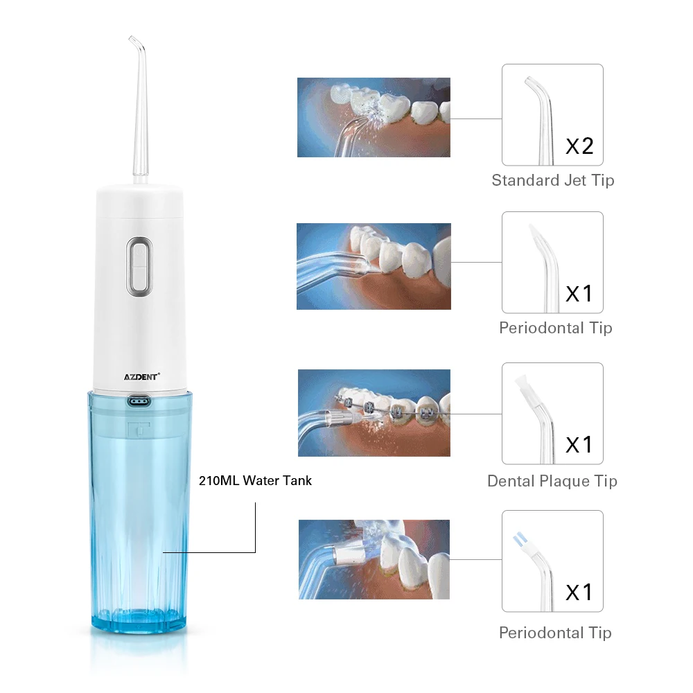 Электрические ирригаторы для полости рта AZDENT портативный USB Перезаряжаемый водный зубной Флоссер водонепроницаемый 5 типов зубов очиститель для спа