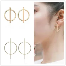 Tối giản Trang Sức Đơn Giản Thiết Kế Nhỏ Bông Tai Nữ Bạc Vàng Tròn Bông Tai Vòng Tròn Thời Trang Mới D'oreille(China)