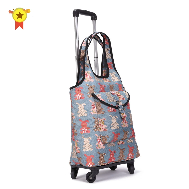 

Travel Suitcase Bag,Cabin Luggage,Oxford cloth Handbag with wheel ,Grocery shopping cart,52*35*18 cm Rolling Trolley