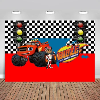 

Photography Background Vinyl Blaze Monsters Machine Truck Car Race Traffic Light Custom Backdrop Decor Backdrop Photo Studio