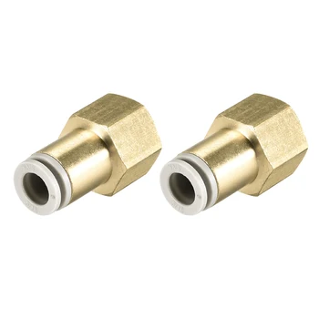 

uxcell 2Pcs Push to Connect Tube Fittings 8mm Tube OD x 3/8 PT Female Golden Tone for Polyurethane or Nylon Tubing etc