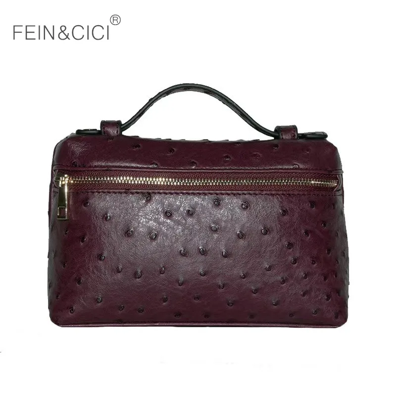 

Genuine leather ostrich pattern cowskin totes handbag Arab women high quality party clutch Cosmetic bag 2019 new camel purple