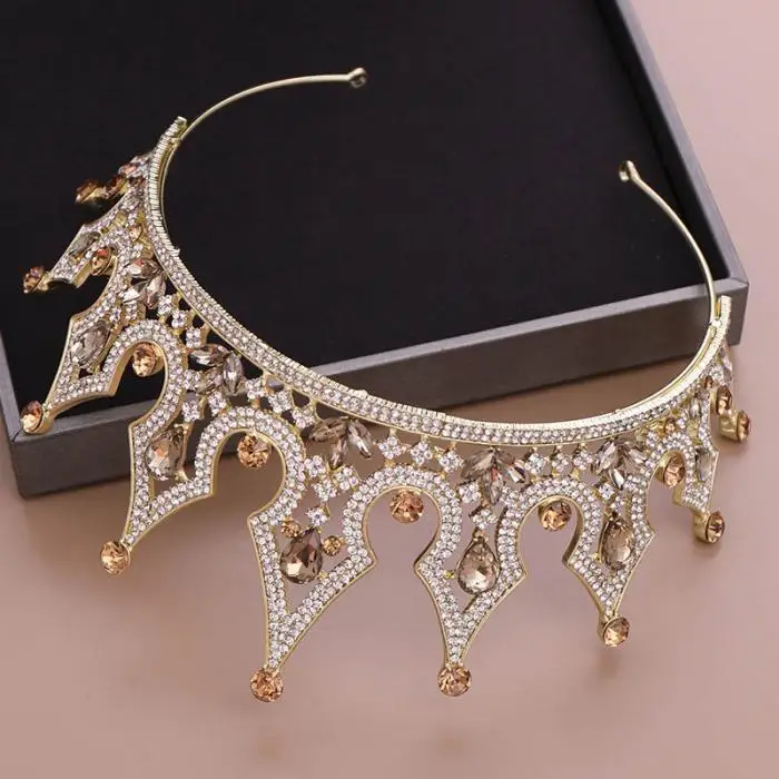Лидер продаж роскошные золотые серебряные диадемы с короной со стразами для невесты свадебные украшения для волос для принцессы женские головные уборы для дня рождения