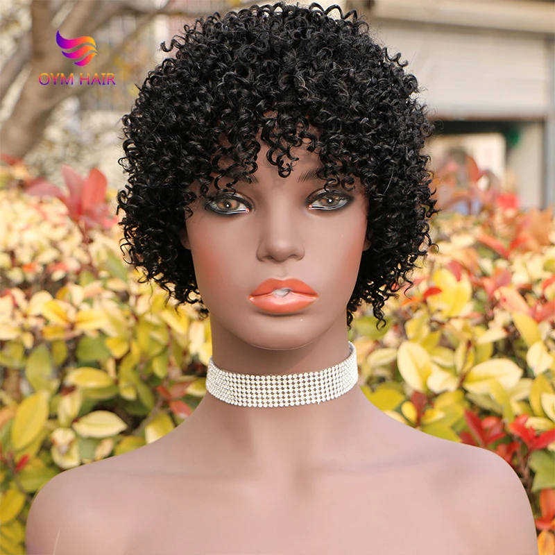 

OYM Short Human Hair Wigs Kinky Curly Wigs For Women Remy Brazilian Human Hair Pixie Cut Wigs Short Human Hair Jerry Curl Wig