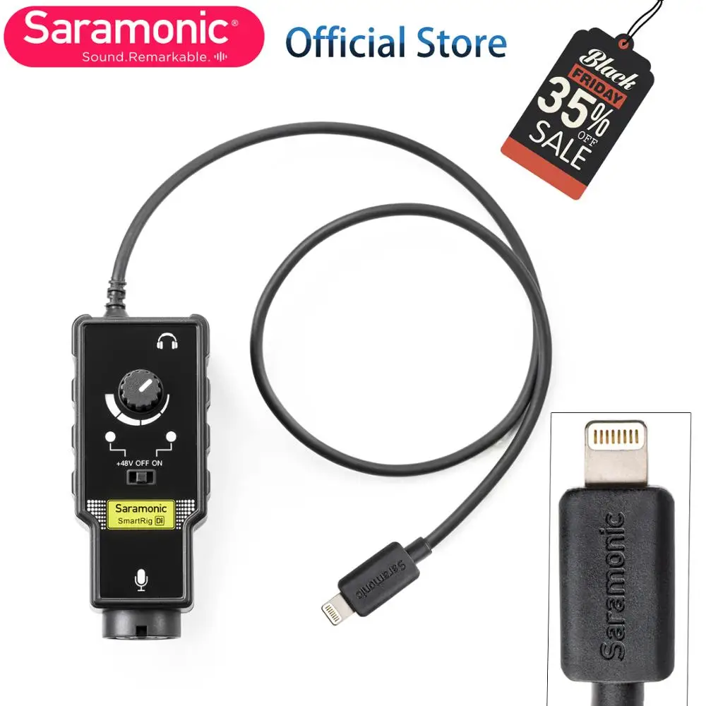 Saramonic микрофон SmartRig Di XLR и 6,3 мм гитарный интерфейс с IOS MFi Сертифицированный вход Lightning для iPhone X 8 7 7s