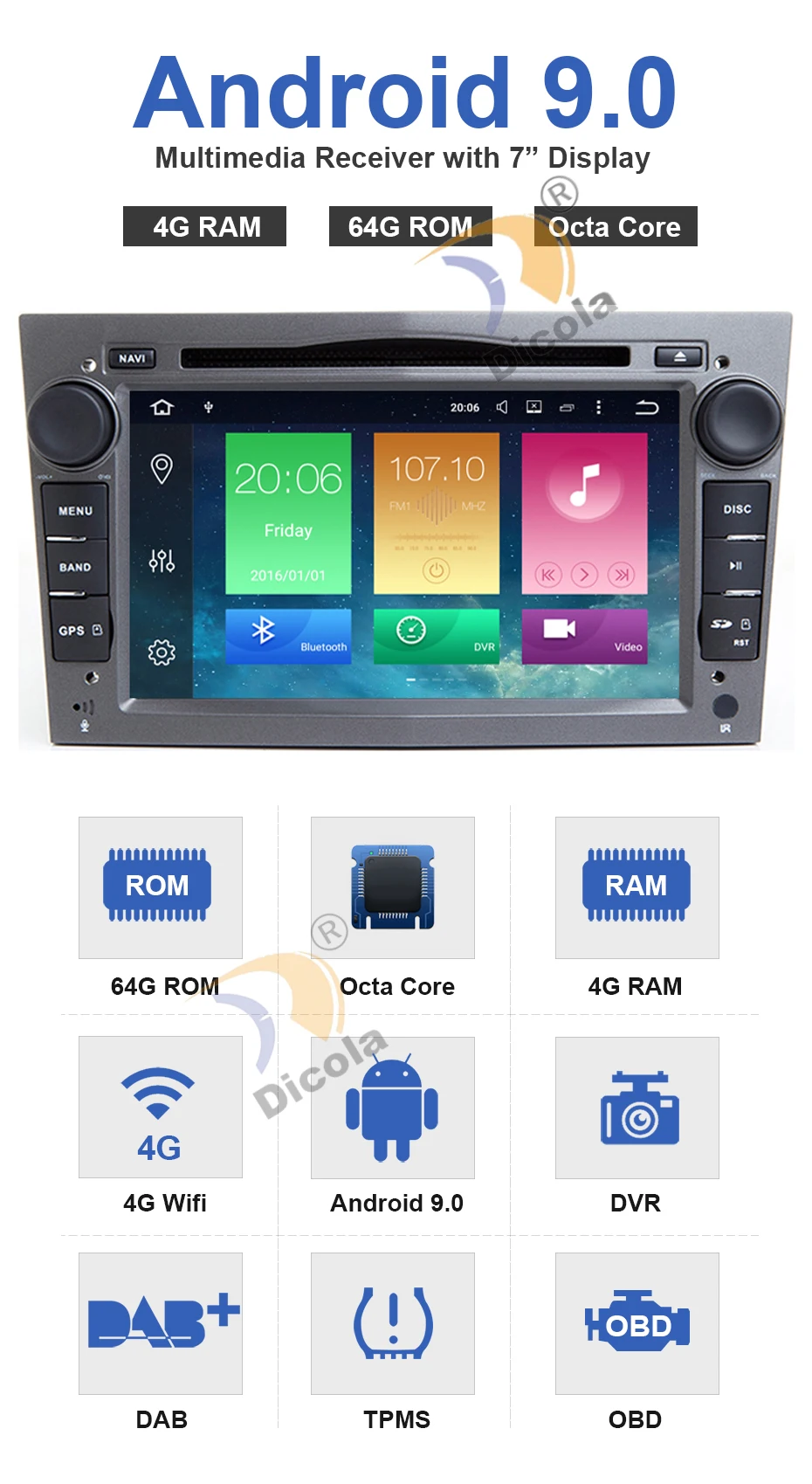 4G+ 64G PX5 Android 9,0 2 DIN Автомобильный gps для opel Vauxhall Astra H G J Vectra Antara Zafira Corsa Vivaro Meriva Veda dvd-плеер