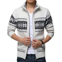 New Autumn Winter Men's Sweater Wool Men Mandarin Collar Solid Color Casual Sweater Men's Thick Fit Brand Knitted Cardigans 1
