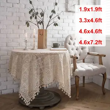 

Rectangular Table Cloths Country Style Handmade Crochet Tassel Tablecloth Christmas Tablecloth Wedding Decoration Table Cover