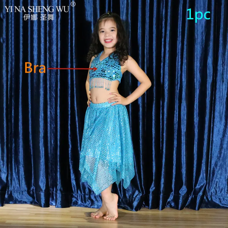 1pc-Bra Детские костюмы для танца живота, детская одежда для танцевального шоу, бюстгальтер+ юбка с блестками, комплект для девочек для танцев, восточных танцев, выступлений, тренировок, Новинка - Цвет: 1pc-Bra