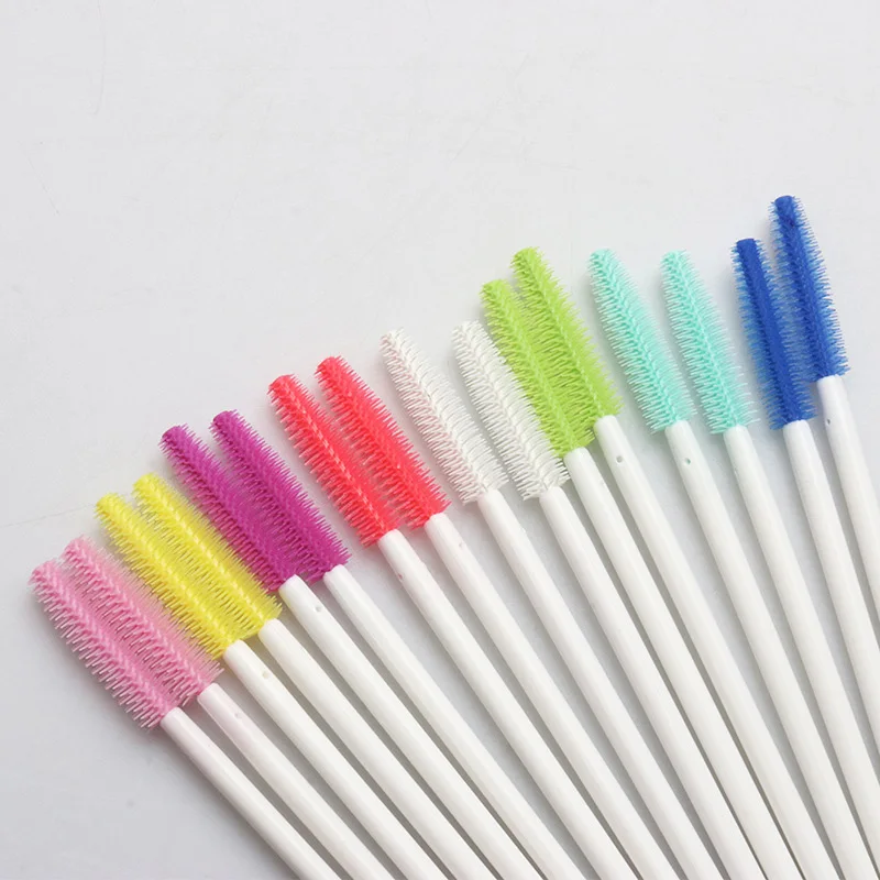100 stücke Einweg Silikon Wimpern Pinsel weiß Griff Applikator Mascara Stick Pinsel Wimpern Verlängerung frauen Make-Up-Tools – Detail 6