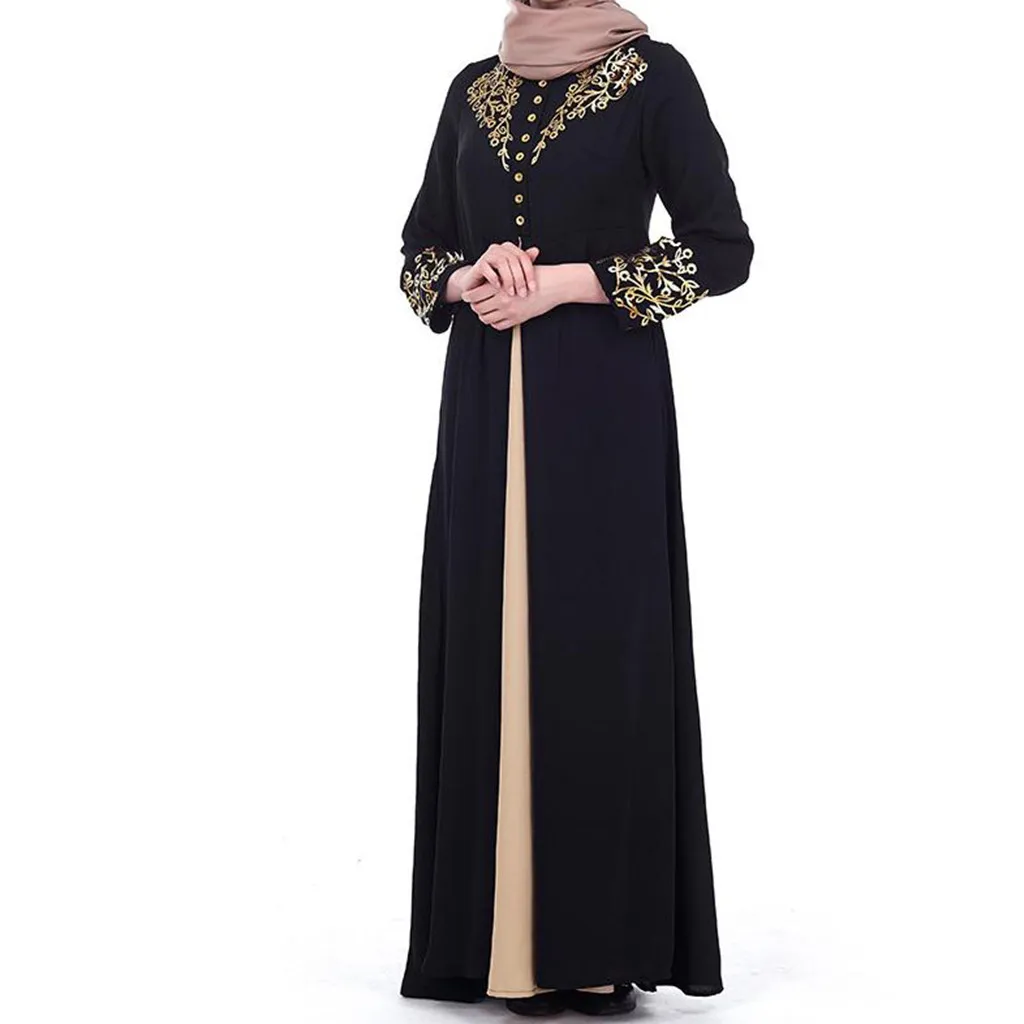 Gold Stamping Printing Muslim Dress Women Dubai Abaya Robe Long Sleeve Cardigan Kaftan Elegant Design Maxi Dresses Clothes 11.1 |