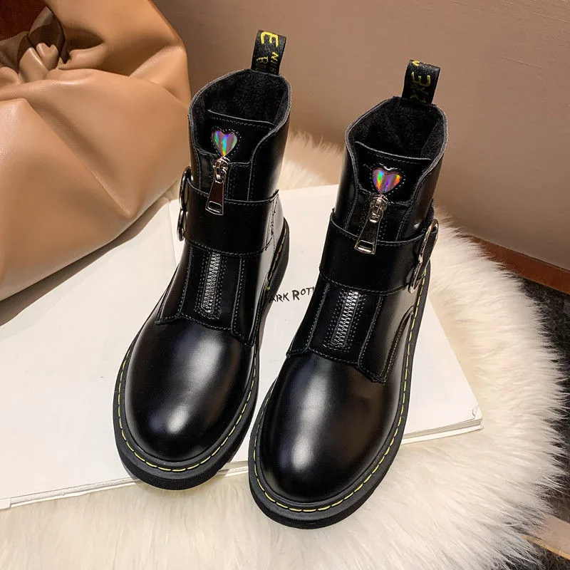 bølge falsk Veluddannet Designer Heart Martin Boots For Women Fashion Motorcycle Combat Boots  Kawaii Lolita Shoes Goth Punk Black Platform Ankle Boots