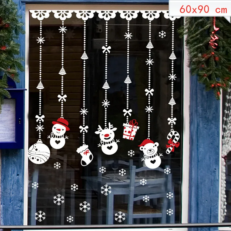 Товары для рождественской вечеринки DIY стикер на стену s Santa Лось Снежинка стикер на окно s Новогодняя стеклянная наклейка украшение для дома