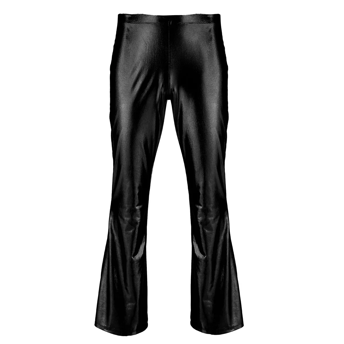 Description Picture 5 of itemChicTry Adults Mens Shiny Metallic Disco Pants with Bell Bottom Flared Long Pants Dude Costume Trousers for 70's Theme Parties