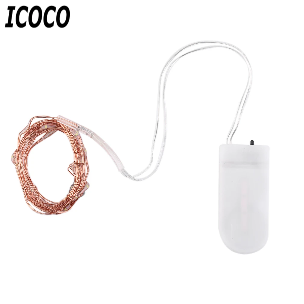 ICOCO Водонепроницаемый Ip65 2 м/3M/4M Кнопка Батарея батарейках светодиодный Медный провод Фея светильник с Батарея чехол для вечерние Декор