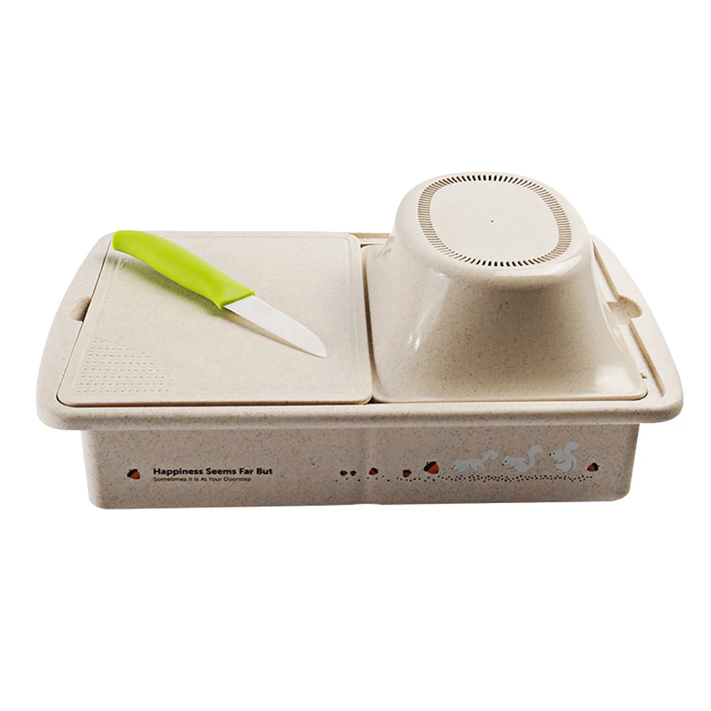 Fruit Vegetable Strainer Basket Double Layered Multifunctional Vegetable Washing Basket with Chopping Board for Washing Cleaning