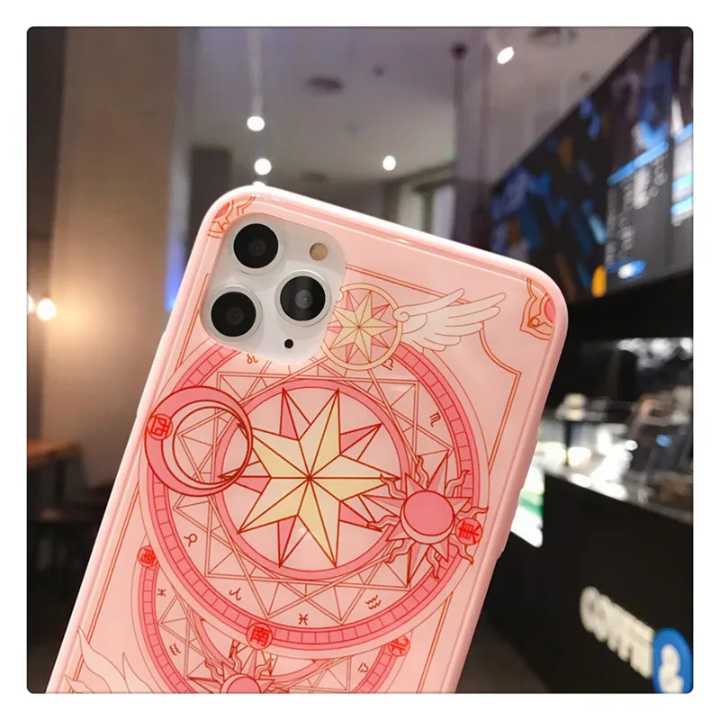 Для iphone 11 pro Max Cardcaptor Sakura закаленное стекло flim+ мягкий бампер для iphone XS Max XR 7 6S 8plus чехол с принтом "Сейлор Мун"+ 2 ремешка