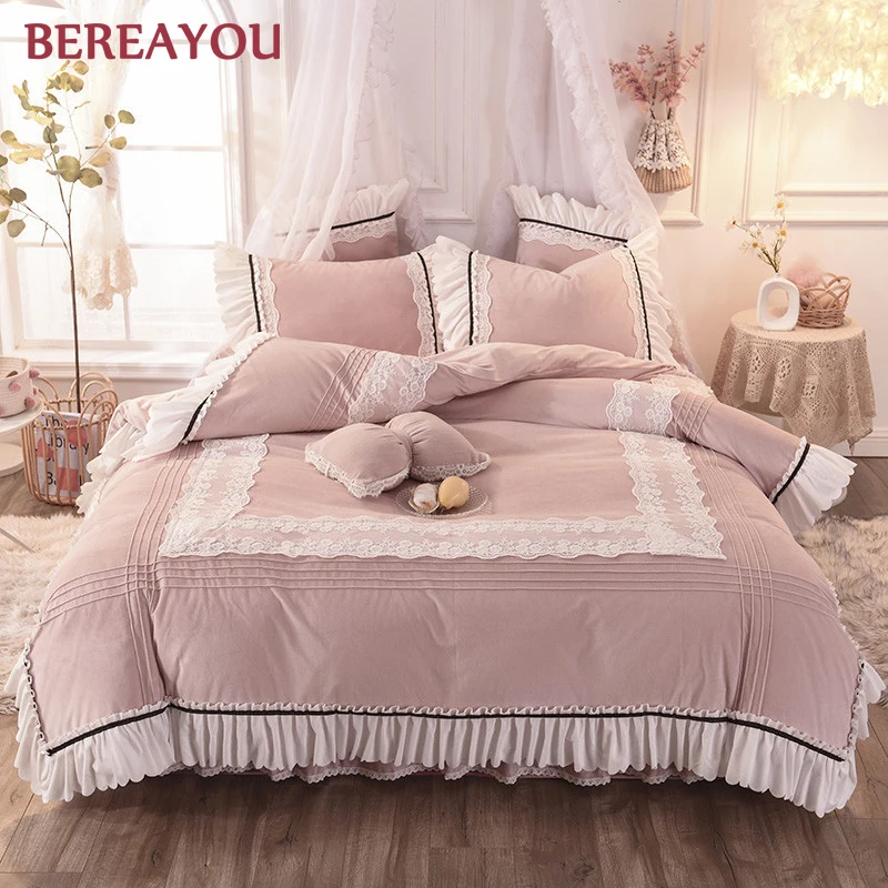 4 шт. Роскошные комплекты постельного белья фланелевая бархатная юбка для