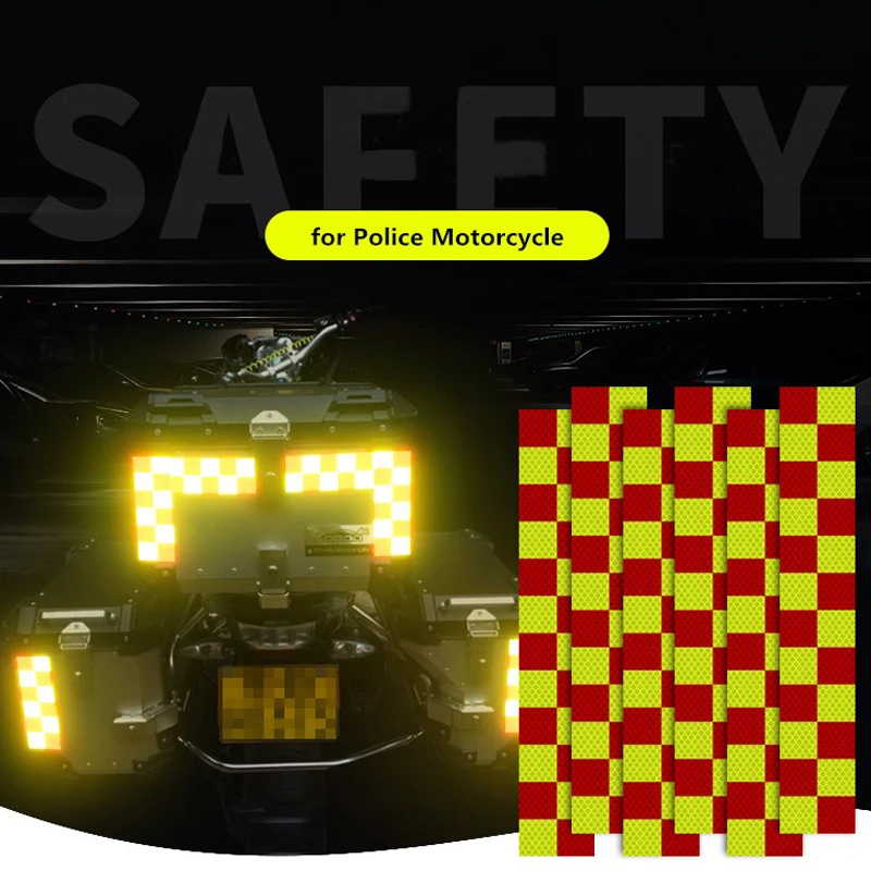 6PCS Creative Batenburg Reflective Sticker for Police Motors Trunk Car Decal Night Visible Warning Tape Decoration Made with 3M