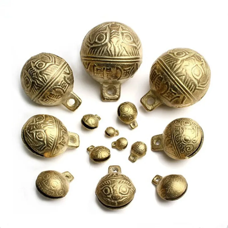 

Brass Bells for Pet Tiger Pattern 14 Sizes 11mm to 53MM Cats Dogs Bells Pure Copper Puppy Personalized Dogs Cat Accessories