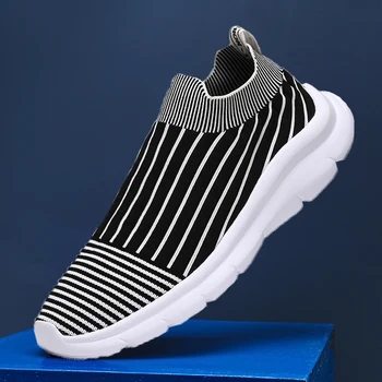 

Men's casual shoes light large size sneakers Slip-On white walking size 48 breathable summer cheap fly woven fashion style mesh