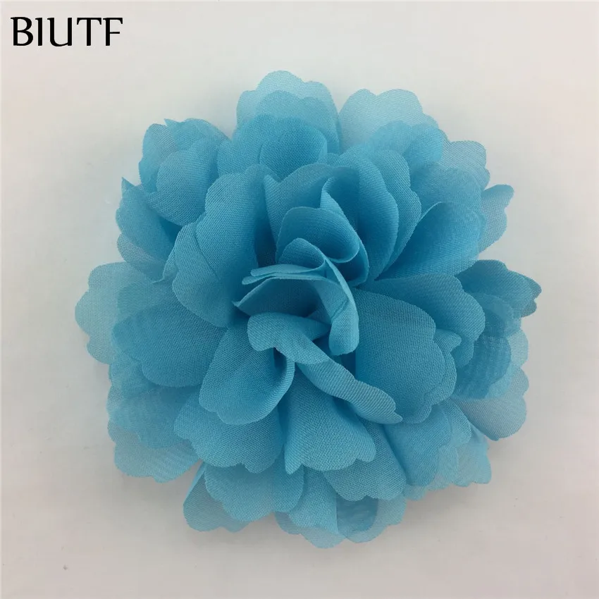 blue 10 шт./лот 10 см большой ткань шифон цветок с/без заколка для волос для девочек супер Флора шпилька одежда аксессуары TH245 - Цвет: blue
