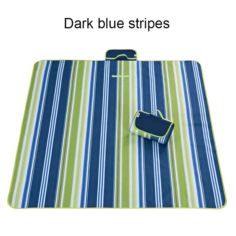 Dark blue stripes 145x180/145x200/195x200 см Водонепроницаемый складной Открытый Кемпинг Коврик для йоги расширить коврик для пикника плед пляж Одеяло Детские многопользовательский мат - Цвет: Dark blue stripes