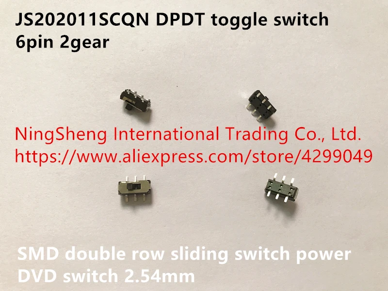 Оригинальный новый 100% JS202011SCQN DPDT тумблер 6pin 2 передач патч двойной ряд раздвижные выключатель питания DVD переключатель 2,54 мм