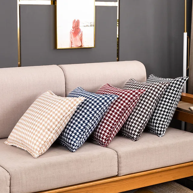 Houndstooth Decorative Cushion Cover 45x45cm Sofa Pillow Covers Home Living Room Pillow Cases Quality Pattern Cushion Cover 5