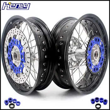 

3.5/4.25 Casting Supermoto Wheels Set for KTM EXC EXCF EXCW XCW XCF SX SXF 125-530 03-19 BLUE 320MM DISC Motard Rims