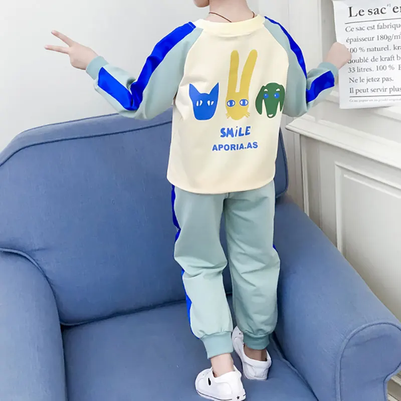 

Autumn Children Girl Clothes 2pcs New Long Sleeve Letters Pattern Patchwork Blouse Pants Trousers Casual Outfits Set Spring