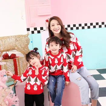 

Family Matching Matchy Clothes Sweater Thicken Red Sweater Matching Outfits Mommy and Me Clothes Mother/Father/Kid Sweater