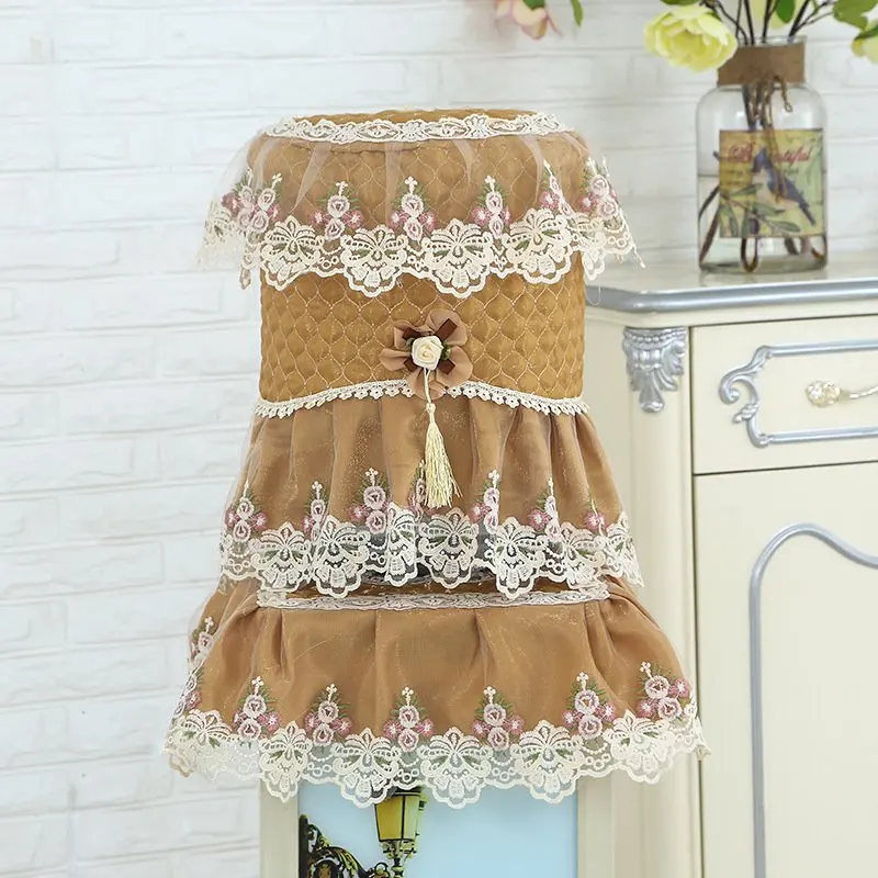 New Drinking Fountain Cover Two-Piece Dust Cover Pastoral Fabric Lace Living Room Household Drinking Fountain Bucket Cloth