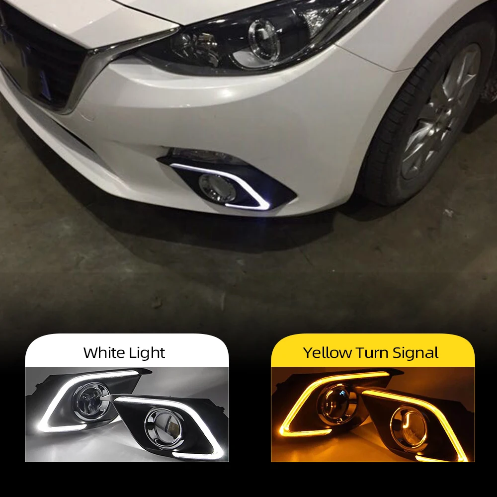 Car Flashing 1 Pair Drl For Mazda 3 Mazda3 Axela 2014 2015 2016 Daytime Running Lights Fog Lamp