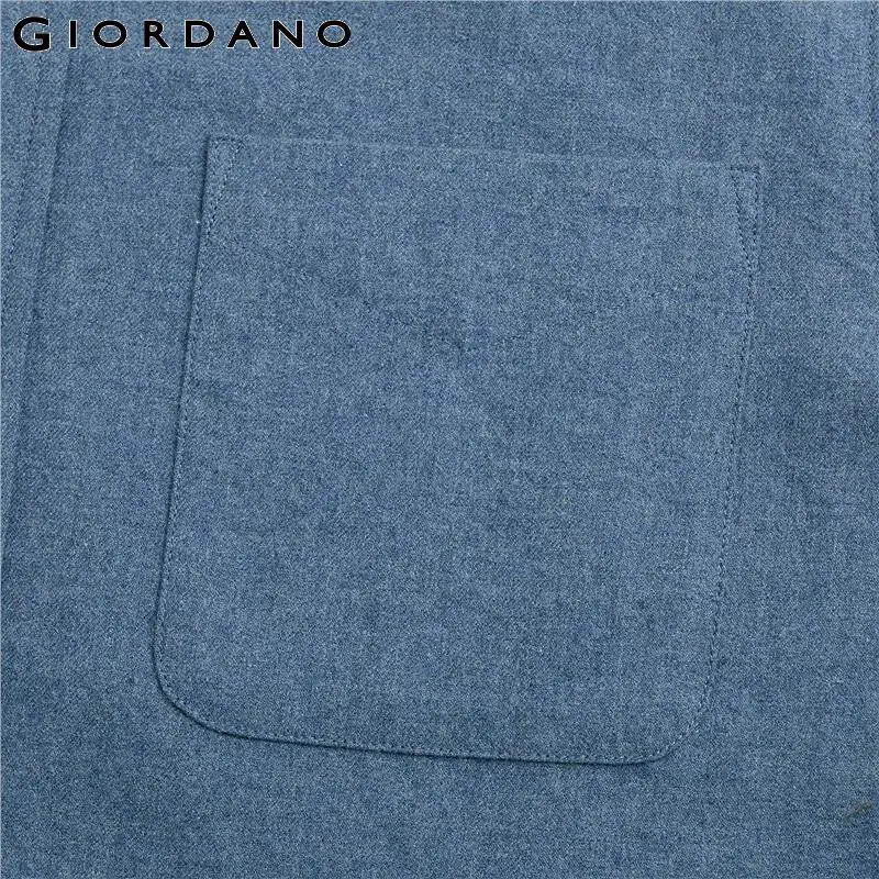 Giordano мужская повседневная рубашка с длинными рукавами и классическим воротником, из натурального хлопка