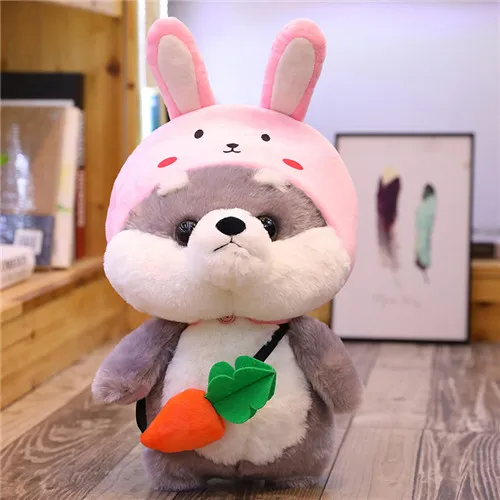 grey rabbit 25/35 см Косплей Shiba «Лисья Секретная служба»(Inu собаки милые плюшевые игрушки в виде животного мягкая набивная кукла собаки для костюмированной вечеринки «Мой сосед Тоторо» в виде поросенка, детские игрушки на день рождения, подарок на год - Цвет: grey rabbit