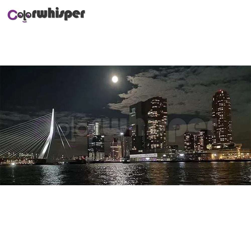 Алмазная картина Полная площадь/круглая дрель вид ночного города мост 5D алмазная вышивка крестиком Мозаика картина Z602