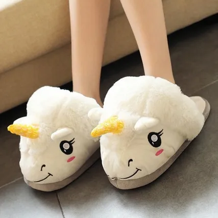 

2019 Halloween New Winter Indoor Slippers Plush Home Shoes Unicorn Slippers for Grown Ups Unisex Warm Home Slippers Shoes