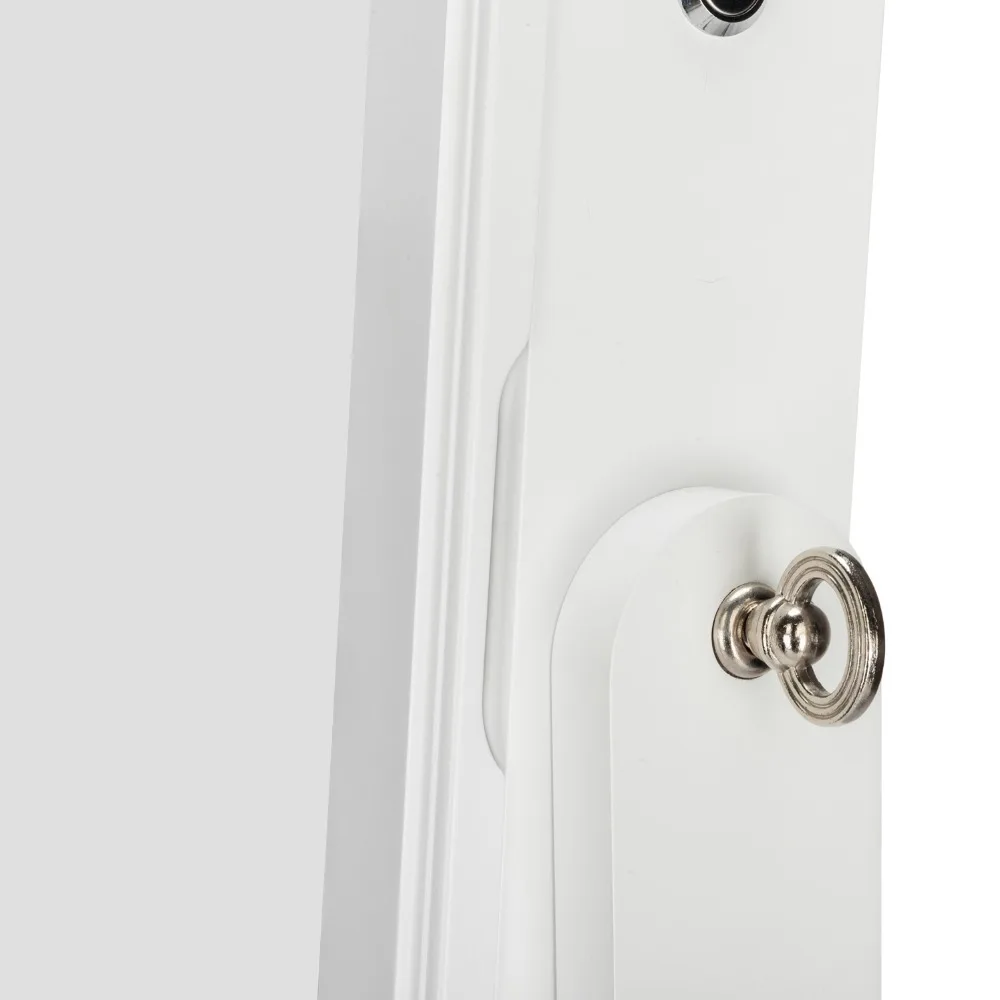 Lockable Jewelry Cabinet Organizer Storage Box Stand with Makeup mirror White Dresser Home Furniture for bedroom (8)