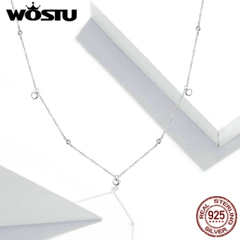 

WOSTU Sterling Silver 925 Pendant Necklace for Women Chain Plated platinum CZ Simple Heart-shaped Necklace Jewelry BKN417