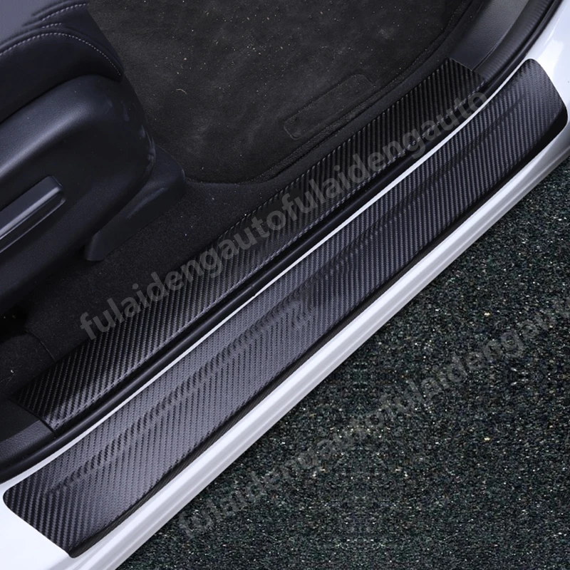 

8pcs For Mazda 3 Axela 2020 Carbon fiber leather Door Scuff Plate Door Sill Entry Guard trim Sticker Auto accessories