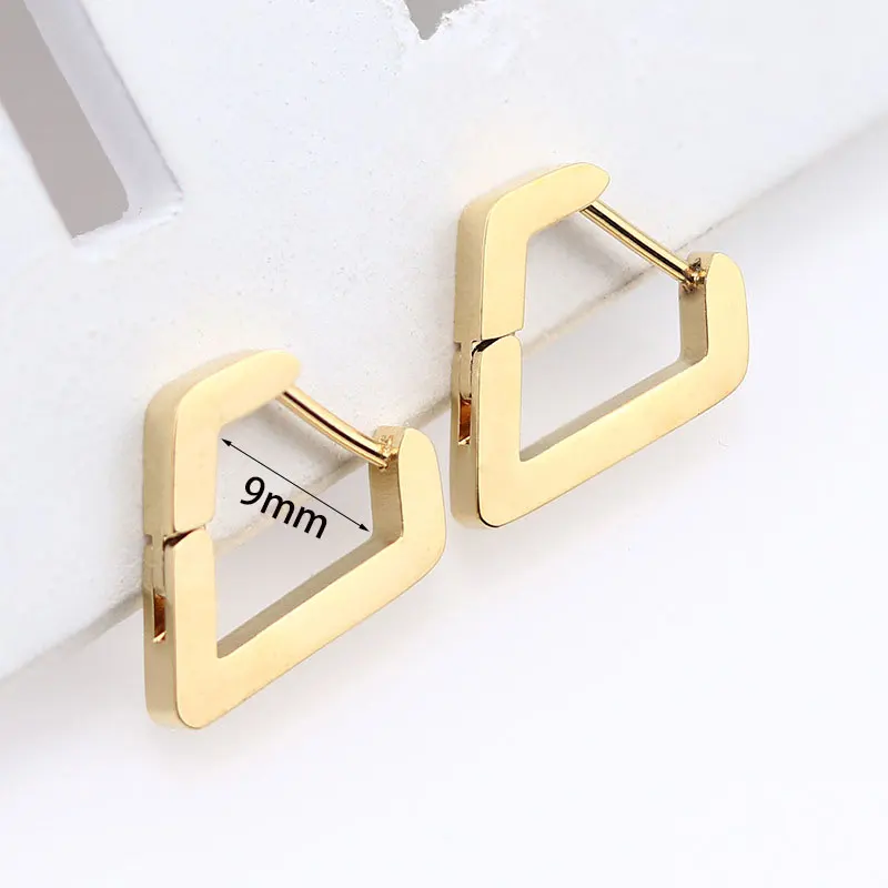 Fashion Personality Geometric Triangle Square Star Heart U Shape Hoop Earrings Men Women Stainless Steel Punk Piercing Jewelry