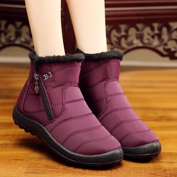 

Women Winter Boots 2019 Casual Shoes Woman Snow Boots Solid Warm Plush Botas Mujer Waterproof Zipper Ankle Boots Female Booties