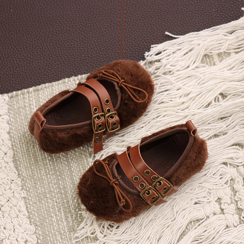 SMM002Brown Bekamille/осенне-зимняя детская обувь; хлопковая обувь принцессы для девочек; новые кроссовки для девочек на мягкой подошве с мехом; размеры 21-37; SMM002 - Цвет: SMM002Brown